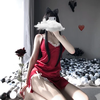 OJBK Dámske Nightgown Sleepwear Bielizeň Sexy spodnú Bielizeň Šatka Čipky, Výšivky tvaru Sexy Nightdress Lenceria Femenina Plus Veľkosť