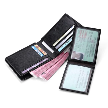 Multi funkčné kožené krátke pánske peňaženky pevné držiteľa karty vysoký stupeň veľkú kapacitu, vodičský preukaz peňaženky karty kryt