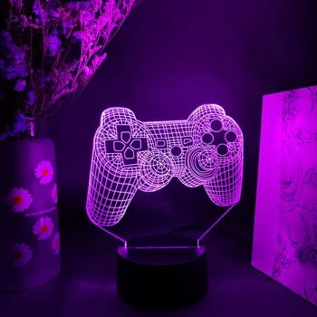 3D Vision Lampa LED Gamepad 3D Farebné Dotykové Diaľkové Ovládanie Stolná Lampa herňa Dekorácie Nočné Svetlo Hra Fanúšikovia Darček