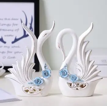 Keramické swan remesiel ozdoby, kreatívne svadobné dary, domáce stolné dekorácie, lásku vášho života