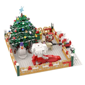 Buildmoc Tvorca Priateľmi Zábavné Vianočné Zime Obec, Mesto Vlak Dekorácie Stavebné Bloky Santa Claus Tehly Hračky, Darčeky