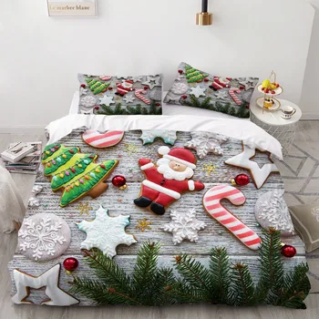 2/3 Kusov Santa Claus posteľná bielizeň Nastaviť Veselé Vianoce Farebné Obliečky Kryt Snowflake Kryt Nastavenie 3D Tlač Vianočný Stromček, prehoz cez posteľ