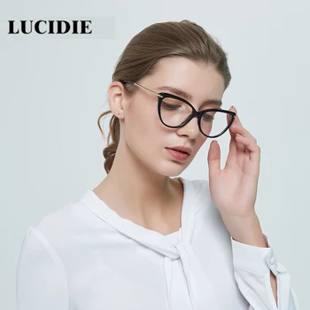 Lucidie ženy fashion okuliare osobnosti mačacie oko, dioptrické okuliare, rám klasický čierny rám okuliarov
