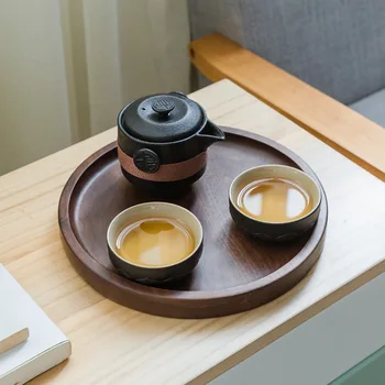 Black Ceramic Teapots s 2 Šálky Čaju Sady Prenosná Cestovná Kancelária Filter Teaware Doprava Zadarmo