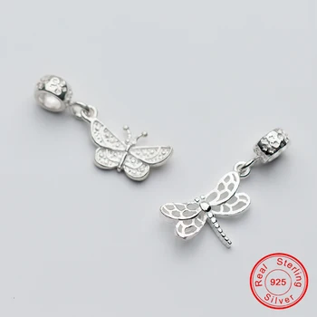UQBing Najvyššej Kvality, 925 Sterling Silver Motýľ Dragonfly Kúzlo Náramok Pre Náhrdelníky Ženy Zvierat Šperky Zistenia