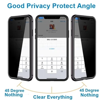 Anti Peep Magnetické puzdro pre iPhone 11 Pro Max XS XR 8 7 Plus 6s 360 Obojstranné Privacy Screen Protector Kovový Kryt Nárazníka