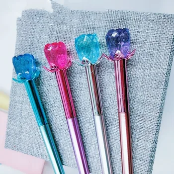 12Pcs Kawaii Gen Ceruzky Nastaviť 0,5 mm Blue Black Atramentová Farebný Gél Perá Rose Crystal pre Deti Office Školy Writting Papiernictvo kórejského