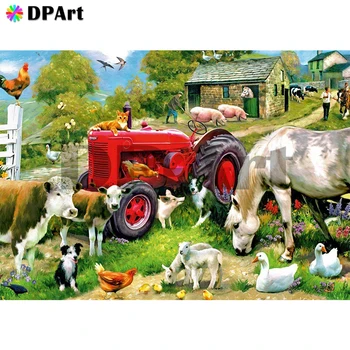Diamond Maľovanie 5D Plné Námestie/Kolo Vŕtať Farmy Truck Krava, Prasa Daimond Výšivky Maľovanie Cross Stitch Mozaikový Obraz Umenie M1922