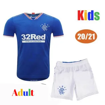2020-21 Rangerses Prispôsobiť Tees T-shirt Dresy Pre Tids Dospelých Glasgow Rangers Camisa Domov Lanis Hagi Morelos Defoe Futbal
