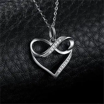 Infinity Láska Srdce Strieborný Náhrdelník Prívesok 925 Sterling Silver Choker Vyhlásenie Náhrdelník Ženy Striebro 925 Šperky Č Reťazca
