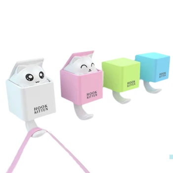 Kreatívne cute cat zábava zadarmo dierovanie háčik tkaniva box Deti Miestnosti, Dekoratívne Nástenné Závesné Oblečenie Háčiky na Stene Nálepku Hot Predaj