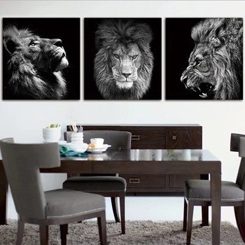 Moderné Zvieratá Čierne a Biele Levy Plátno Umenie Maľby Nástenné Plagáty A Vytlačí Lions Obrázky Pre Obývacia Izba Dekor Cuadros