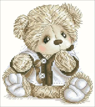 Králik medveď cross stitch package Králik s lukom zvierat 18ct 14ct 11ct tkaniny bavlnené nite na výšivky HOBBY ručné vyšívanie