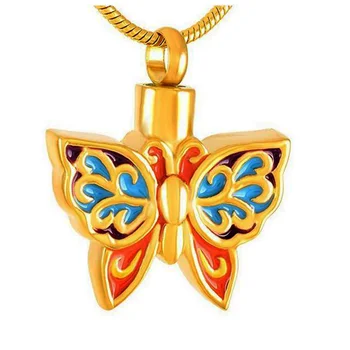 Farebný Motýľ Náhrdelník Popola Držiteľ Urč Prívesok Náhrdelník z Nehrdzavejúcej Ocele Kremácie Šperky s 20