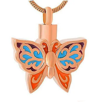 Farebný Motýľ Náhrdelník Popola Držiteľ Urč Prívesok Náhrdelník z Nehrdzavejúcej Ocele Kremácie Šperky s 20