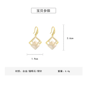 Luxusné Classic Gold-Farba Crystal Náušnice Jednoduché Geometrické Námestie Drop Náušnice Pre Ženy, Dievčatá Dary