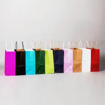 40PCS/veľa darčeková papierová taška s držadlami tmavú farbu 21x15x8cm Festival darčeková taška svadobné party/ Vysokej kvality