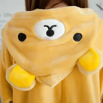 Nastaviť Kigurumi Dospelých Flanelové Pyžamo Cosplay Cartoon Medveď Zvierat Onesies Ženy Pyžamo Zimné Sleepwear Oblečenie Pre Voľný Čas