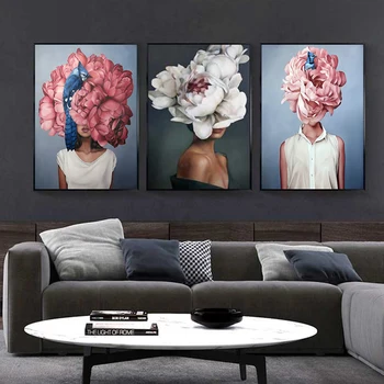 Kvety Perie Žena Abstraktné Maliarske Plátno Wall Art Obraz Cuadros Plagáty a Vytlačí Maľovanie na Obývacia Izba Domova