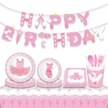 130*220 cm Ružová Balet Tému Jednorazové Tablecover Dievča Happy Birthday Obrus Dekorácie Baby Sprcha Deti Party Láskavosti