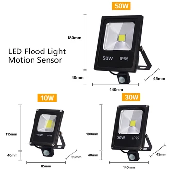 Pohybový Senzor LED Svetlomet Vonkajšie Osvetlenie Vodeodolné IP65 10W 30W 220V 50W Nástenné Svietidlo LED Flood Light Reflektoru Reflektor