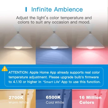 Tuya Apple HomeKit Smart LED Žiarovka WiFi Žiarovky, ktoré sú Kompatibilné Siri Alexa Echo Google Asistent SmartThings Stmievač Multicolor E27