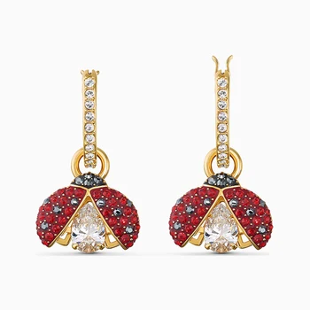 2020 módne šperky SWA nové lienka prebodol náušnice zlaté roztomilé červené dekoratívne crystal romantický darček pre ženy