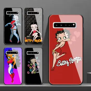 Betty Boop Telefón Prípade Sklo puzdro Pre Samsung galaxy S 6 7edge 8 9 10e (lite) 20 Plus Ultra Poznámka 8 9 10 Pro A7 2018 Veľkoobchod Kryt