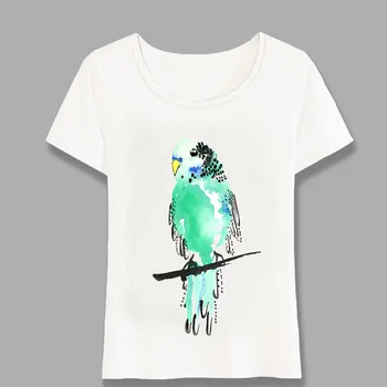 Ženy t-shirt Farebné Tit Vták Akvarel T-Shirt Krásne Milovníkov Vtákov Bežné Topy Ženský Čaj Roztomilý Dievča Krátky Rukáv Harajuku