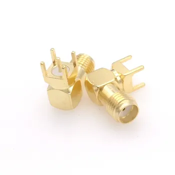 100ks PCB Montáž SMA Female Jack Pravý Uhol Goldplated Koaxiálne RF Konektor pre Adaptér