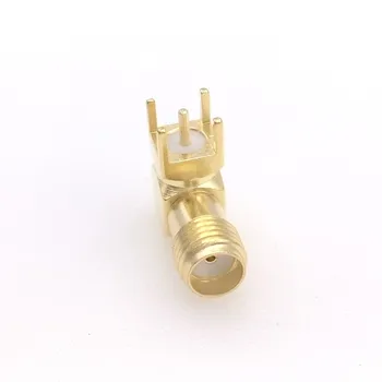 100ks PCB Montáž SMA Female Jack Pravý Uhol Goldplated Koaxiálne RF Konektor pre Adaptér