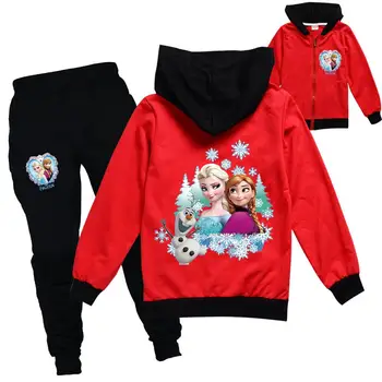 Disney Dievča Jeseň 2020 Bežné Zimné Pulóver Oblečenie Sady Mrazené Elsa Anna Kawaii Milé Dievčatá Tepláková Súprava Deti Oblečenie