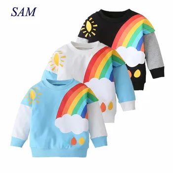 2020 jesenné a zimné detské sveter deti móda rainbow šitie dlhým rukávom topy dievča a chlapci cartoon outerware