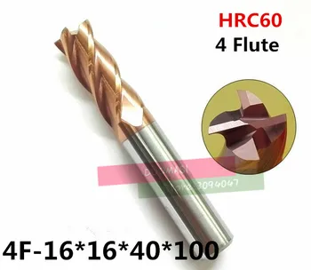 4F-16 HRC60,karbid Námestie Flatted Konci Mlyny náter:nano 4 flauta, priemer 16 mm, Peny,nudné, Bar,cnc stroja