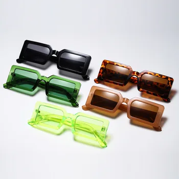 2020 Luxusné Zelený Obdĺžnik Slnečné Okuliare Ženy Značky Dizajnér Slnečné Okuliare Mužov Vintage Námestie Okuliare Zrkadlo Oculos De Sol