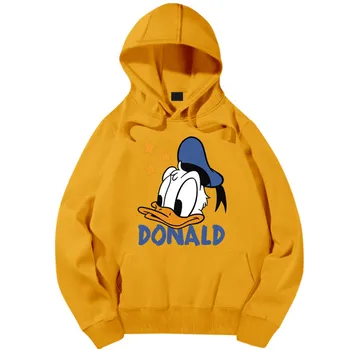 Disney Štýlový Donald Duck Cartoon List Tlač Ženy Mikina S Kapucňou Pulóver Veľké Vrecko Unisex Dlhý Rukáv Topy 6 Farieb