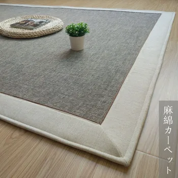 Srdečné Svieti Japonský Štýl Bavlna Juta Koberec Stroj Umývateľný Domov Koberec pre Obývacia Izba Dieťa Hrať Mat