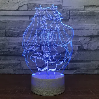 3D animovaný Hatsume Miku LED RGB Nočné Svetlo 7 Farieb Zmeniť Stôl Svetlo Akčné Figúrky 058 Chlapci Dievčatá Vianočné Hračky