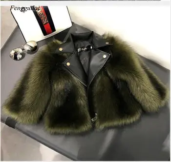 Luxusné Zimné Bundy Ženy Outwear Hrubý Kabát Fox Kožušinový Kabát Z Ovčej Kožené Bundy Zahustiť Teplé Streetwear Outwear