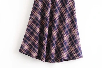 Elegantné ženy fialová koberčeky sukne 2020 jesenné módne dámy vysoký pás sukne streetwear sladké ženské sukne dievčatá elegantné sukne