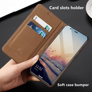 Luxusná prírodná koža magnetické puzdro kryt funda pre OnePlus 7T Pro/OnePlus 7T/OnePlus 7 Pro/OnePlus 7 telefón prípade držiteľa karty