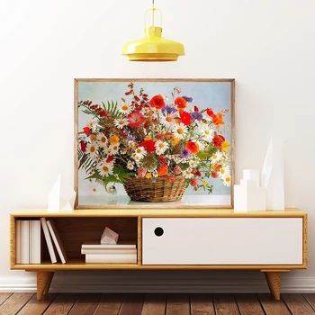 Maľovanie podľa čísel kôš rôzne kvety obrázok umenie plagátu plátno frameless domáce dekorácie nástenná maľba jedinečný dar