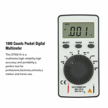 DT9210 1999 Počíta Vreckový Digitálny Multimeter AC/DC Napätie Ammeter Tester Odpor Diód, Test Kontinuity Dát Podržte Auto Rozsah
