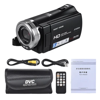 Andoer V12 1080P Full HD Video Fotoaparát 16X Digitálny Zoom Prenosné Videokamera Nočné Videnie Face Detection, Video Kamera