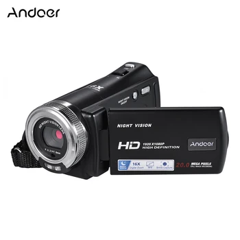 Andoer V12 1080P Full HD Video Fotoaparát 16X Digitálny Zoom Prenosné Videokamera Nočné Videnie Face Detection, Video Kamera