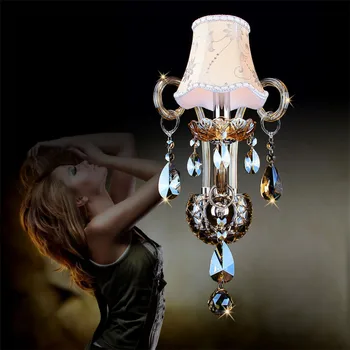 Móda crystal nástenné svietidlo K9 cyrstal nástenné svietidlá sconce steny, spálne, nočné lampy, sviečky dvojité hlavu nástenné svietidlo Luxus