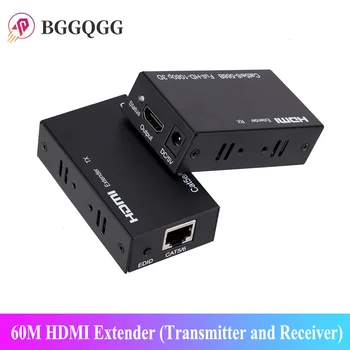 60 M HDMI Extender Kábel (Vysielač a Prijímač) Nad signle RJ45 cat5e Cat6 Ethernet HDMI Odosielateľovi & Prijímač pre PC, Notebook, DVD