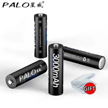 PALO Originálne 1.2 v AA3000mah nabíjateľné batérie a LED inteligentné nabíjačky pre 1.2 v, nimh nicd AA AAA Nabíjateľné Batérie