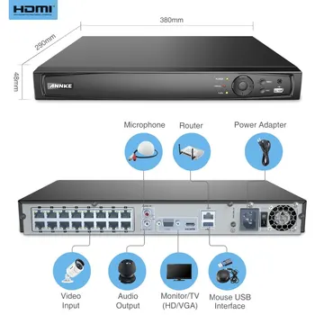 ANNKE 16CH 8MP POE NVR 4K Network Video Recorder NVR Pre POE IP Kamera P2P Cloud Funkciu Plug And Play