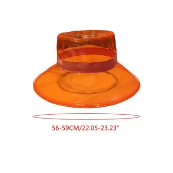 Unisex PVC Transparentné Vedierko Hat Svetlé Jelly Široký Okraj Nepremokavé Dážď klobúk 83XF